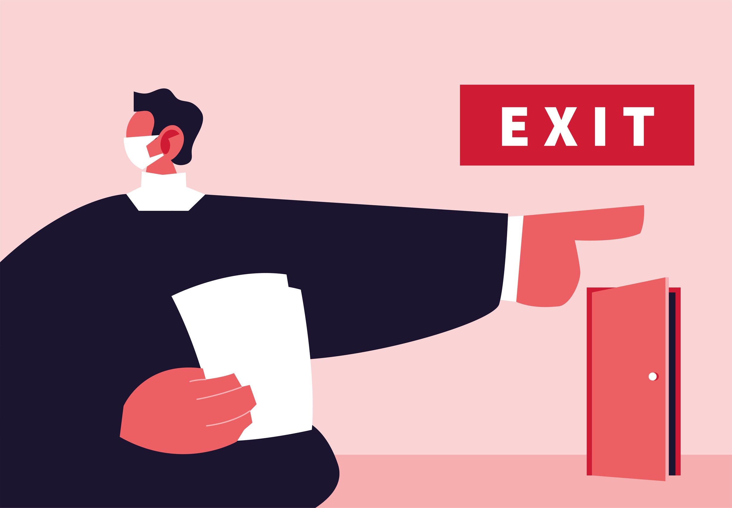 Illustrated image of an employer dismissing an employee Illustrated image of an employer dismissing an employee